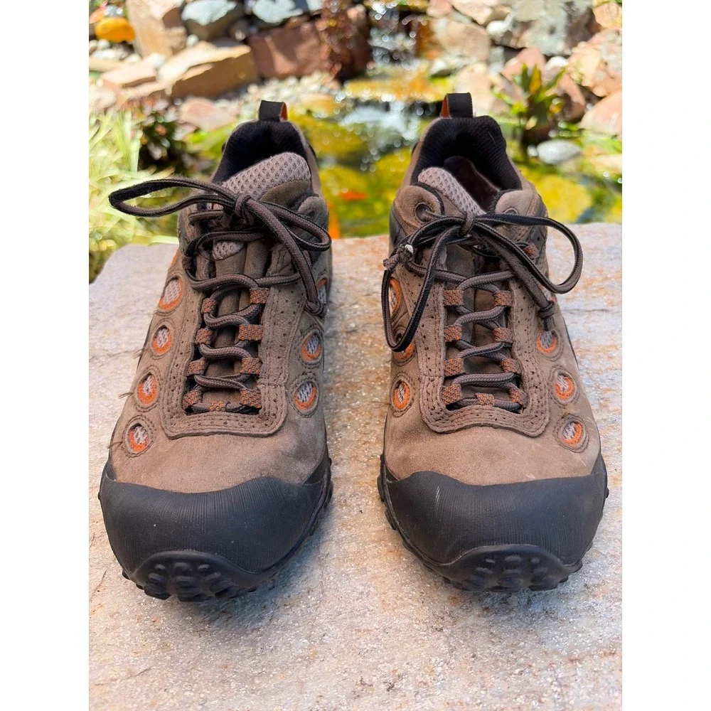 Merrell Chameleon Wrap Pro Mens 9 Hiking Shoes Brown Orange Vibram Continuum